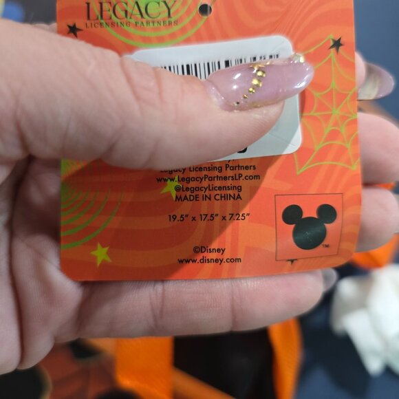 Disney Halloween Stitch "Boo!" Reusable Tote Bag 19.5"x17.5"x7.25" Orange Handle - Picture 4 of 4